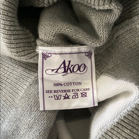 Green and Gray Cardigan Sweater with Textured Fabric - Picture 7 of 7